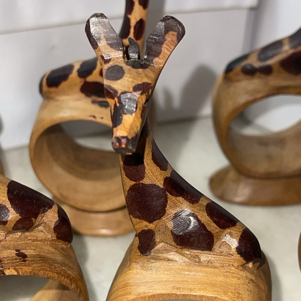 Hand Carved Wood Napkin Rings - Picture 4 of 6
